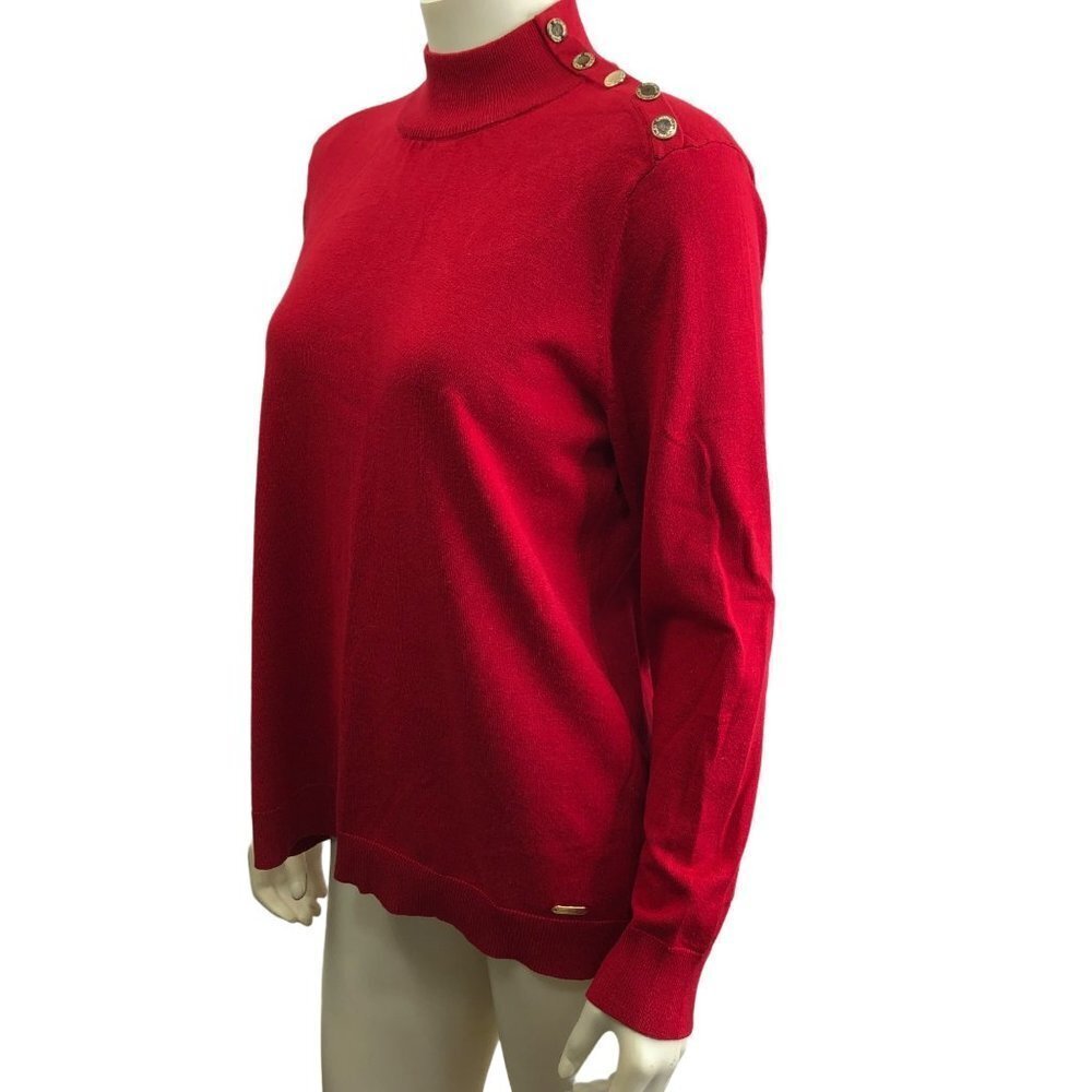 CALVIN KLEIN WOMEN MOCK NECK RED SWEATER SIZE LG‎